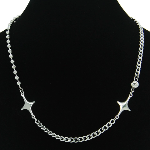 Cooler Minimalistischer Titanstahl Stern Patchwork Halskette Polierte Kugelkette Gliederkette Choker Schmuck Für Damen Herren