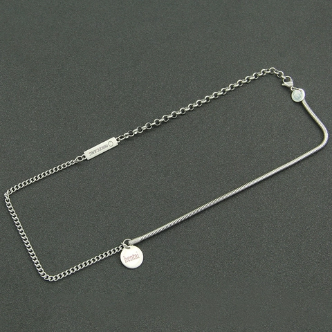 Collana a Catena Patchwork in Acciaio Inossidabile Con Ciondoli a Lettera Hentai E Mikegang Argento Street Hip Hop Gioielli Donna