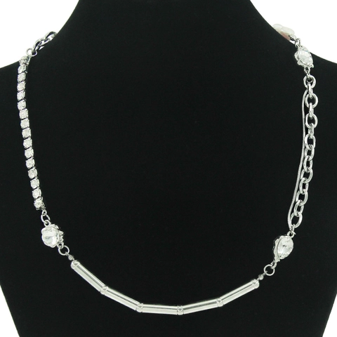 Collana in Acciaio al Titanio con Perle Naturali e Strass Elegante Catena Cubana con Pendente per Donna Gioielli di Moda
