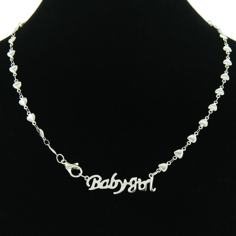 Mode Roestvrij Staal Hart Ketting Babygirl Letter Hanger Halsketting Voor Dames Zoet Stoer Zilverkleurige Choker Sieraden