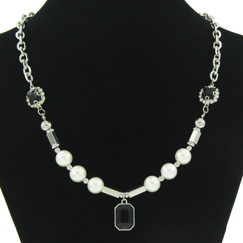 Hip Hop Titanstahl Künstliche Perle Schwarzer Edelstein Anhänger Halskette Für Herren Damen Strass Streetwear Schlüsselbein Kette Schmuck
