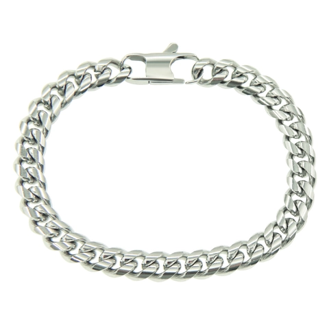 Pulsera de Eslabones Cubanos de Acero de Titanio Minimalista Hip Hop para Hombres Mujeres Pulsera de Cadena Pulida Vintage Joyería de Moda Unisex