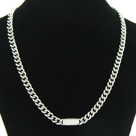 Collana Bracciale Catena Maglia Cubana in Acciaio al Titanio Minimalista per Uomo Donna Unisex Industriale Colore Argento Gioielli
