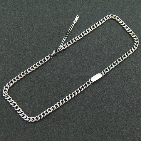 Collana Bracciale Catena Maglia Cubana in Acciaio al Titanio Minimalista per Uomo Donna Unisex Industriale Colore Argento Gioielli