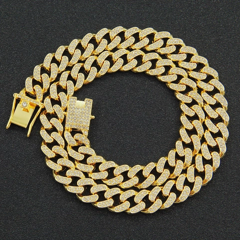 Collana a Maglia Cubana Iced Out Hip Hop Strass Lega Gioielli di Moda Per Uomini Donne Oro Argento Oro Rosa