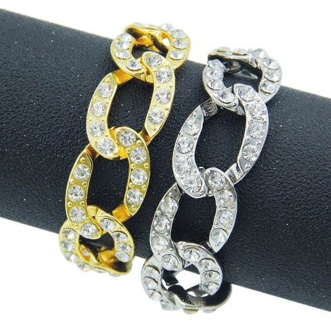 Collana Bracciale Catena Cuban Link Iced Out Hip Hop Per Donna Uomo Punk Lega Spessa Strass Pave Gioielli Accessori Trendy Gothic