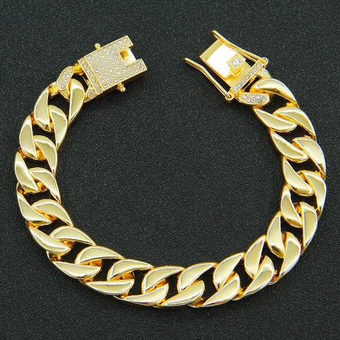 Herren Cuban Link Armband Legierung Strass Iced Out Kastenverschluss Hip Hop Punk Streetwear Schmuck