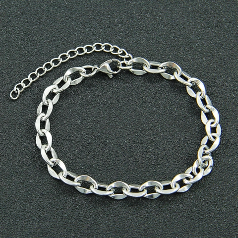 Bracciale a Catena in Acciaio al Titanio Lucidato Minimalista Link Cinturino Stile Hip Hop Unisex Accessorio Gioielli per Uso Quotidiano