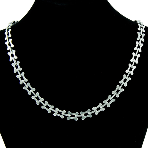Titanium Steel Bone Shaped Link Chain Necklace Bracelet For Men Women Silver Polished Punk Hip Hop Jewelry Neck Chain