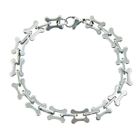 Titanium Steel Bone Link Bracelet High Polished Silver Color Geometric Industrial Punk Chain Bracelet For Men Women Gift