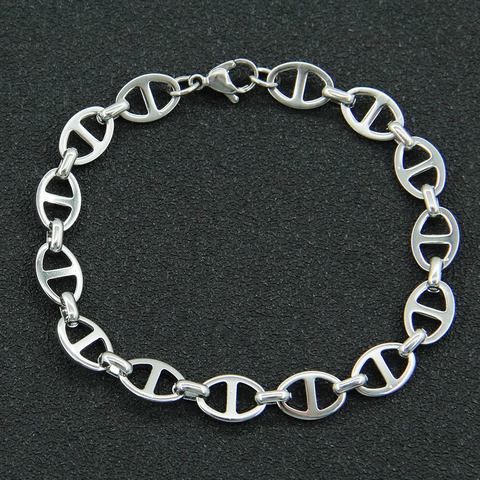 Minimalist Stainless Steel Chain Bracelet For Men Women Unisex Anchor Link Pig Nose Style Silver Color Daily Jewelry