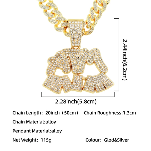 Hip-Hop Iced-Out Alphabet-Halskette Für Herren Legierung Mit Strass Besetzte Cuban-Kette Personalisierter Straßenschmuck