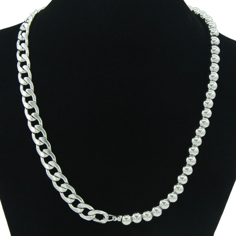 Titanstahl Gespleißte Panzerkette Perlen Halskette Silber Industrie Hip Hop Halsband Für Damen Herren Unisex Punk Party Schmuck