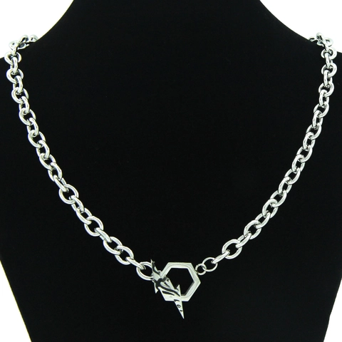 Collier Pendentif Éclair En Acier Au Titane Pour Hommes Et Femmes Bijoux Punk Streetwear Chaîne De Clavicule