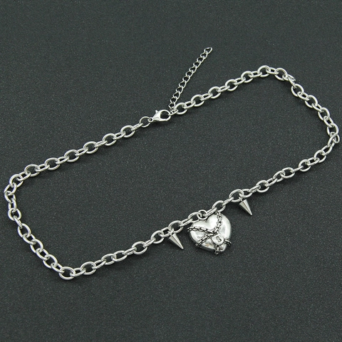 Collana con Pendente a Cuore in Acciaio Inossidabile Gothic Punk per Donna Catena Grossa con Punte Rock Streetwear Accessorio Moda Gioielli