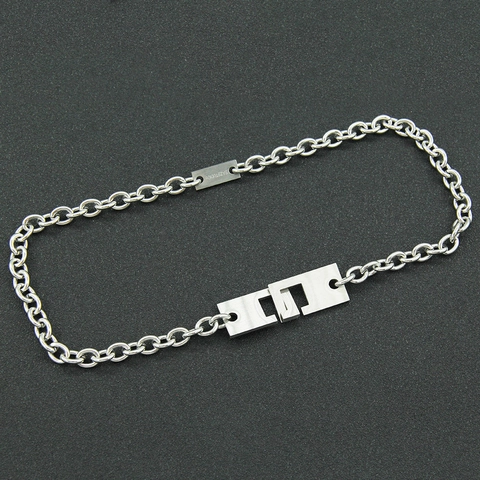 Industriële Stijl Roestvrijstalen Geometrische In elkaar Grijpende Hanger Ketting Punk Unisex Dikke Ketting Streetwear Sieraden Voor Mannen Vrouwen