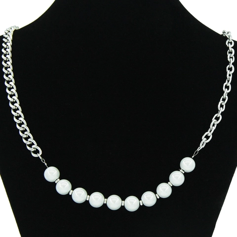 Titaniumstaal Kunstparel Gespleten Halsketting Trendy Punk Cubaanse Ketting Minimalistisch Neutrale Halsketting Voor Mannen Vrouwen Sieraden Cadeau