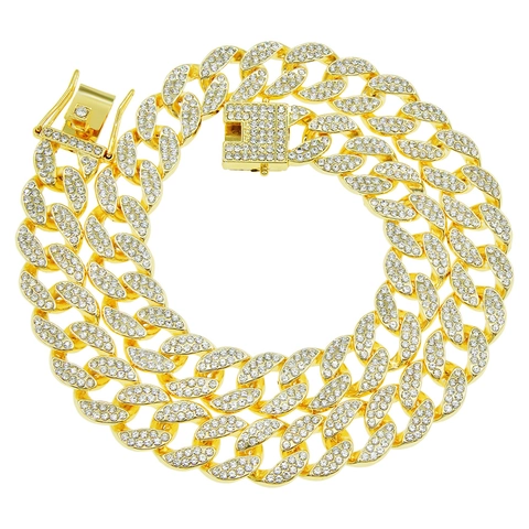 Hip Hop Audace Lega Strass Completi Collana Maglia Cubana Oro Argento Galvanizzato Iced Out Collana Cubana Moda di Strada Gioielli da Uomo
