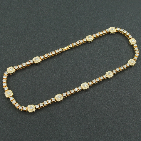 Collier Bracelet Gourmette en Alliage de Strass Hip Hop Iced Out pour Hommes Femmes Plaqué Or Argent Bijoux Personnalisés