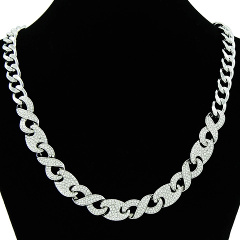 Collana Hip Hop Maglia Cubana Ghiacciata Con Fibbia Naso di Maiale Strass Lega Acciaio Inossidabile Gioielli Punk Unisex