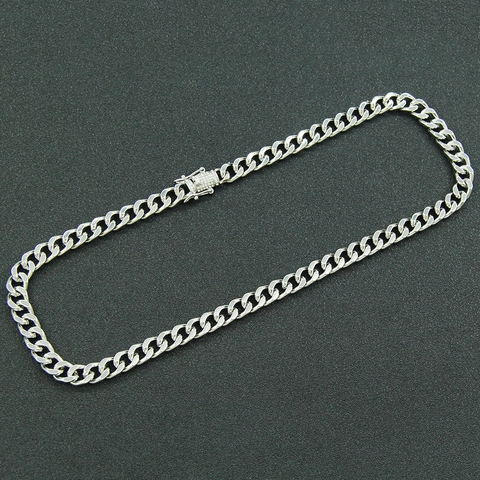 Collana a Catena Cubana da Uomo Hip Hop Argento Con Chiusura a Scatola in Strass Gioielli Punk Streetwear Collana Geometrica