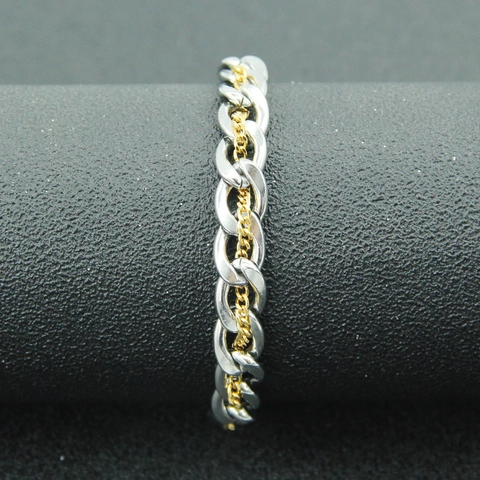 Hip Hop Titanstahl Zweilagiges Cuban Chain Armband Gold Silber Verschlungenes Verstellbares Metall Handschmuck Für Unisex