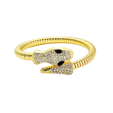 Brazalete de Forma de Serpiente Punk para Mujer Aleación con Diamantes de Imitación Cadena de Hueso de Serpiente Retro Joyería