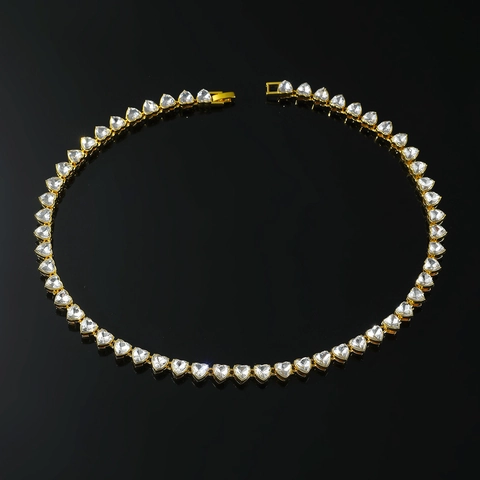 Collana con Strass a Cuore in Lega Hip Hop Catena da Tennis Iced Out Gioielli Personalizzati per Uomo Donna Regalo per Feste