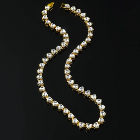 Collana con Strass a Cuore in Lega Hip Hop Catena da Tennis Iced Out Gioielli Personalizzati per Uomo Donna Regalo per Feste