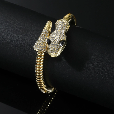 Brazalete de Forma de Serpiente Punk para Mujer Aleación con Diamantes de Imitación Cadena de Hueso de Serpiente Retro Joyería