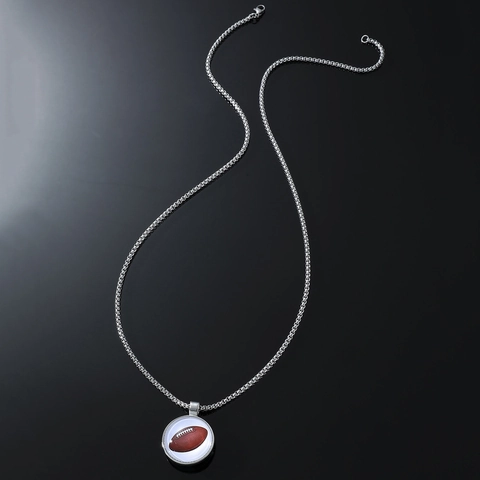 Collana con Ciondolo Football Americano in Lega d'Argento Hip Hop per Uomo Gioielli Sportivi Personalizzati con Catena