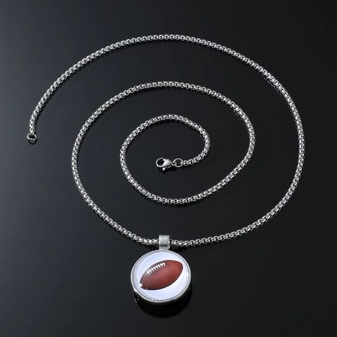 Collana con Ciondolo Football Americano in Lega d'Argento Hip Hop per Uomo Gioielli Sportivi Personalizzati con Catena