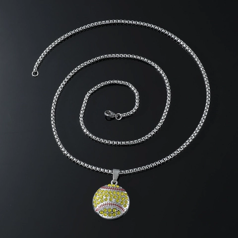 Collana con Ciondolo a Forma di Baseball Hip Hop in Lega con Strass Catena Veneziana Gioielli Sportivi da Uomo