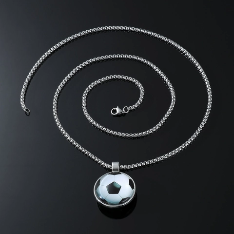 Collana Con Ciondolo Calcio Hip Hop Da Uomo Argento Lega Di Zinco Catena Box Tema Sportivo Gioielli Di Moda Collana