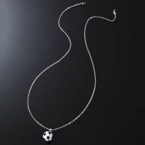 Men Hip Hop Titanium Steel Soccer Pendant Necklace Stainless Steel Sporty Football Charm O-Chain Jewelry Gift For Men