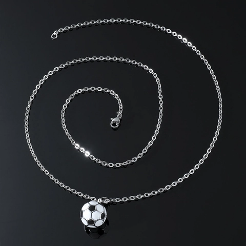 Men Hip Hop Titanium Steel Soccer Pendant Necklace Stainless Steel Sporty Football Charm O-Chain Jewelry Gift For Men