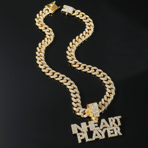 Hip Hop Iced Out Strass Buchstaben Anhänger Halskette Für Herren Legierung Panzerkette Personalisiert Schmuck Geschenk