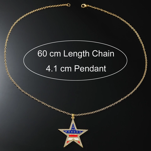 Hip Hop Legering Strass Ster Hanger Ketting Amerikaanse Vlag Patroon Gouden Ketting Voor Mannen Vrouwen Onafhankelijkheidsdag Sieraden