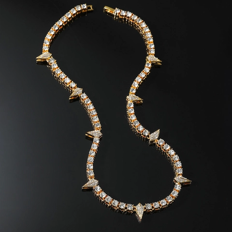Collana Tennis Hip Hop Con Punte Iced Out Per Uomo Donna Collana Cubana In Lega Di Zinco Galvanizzata Con Strass
