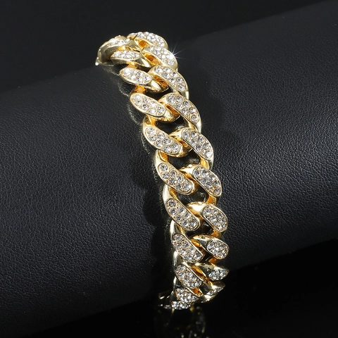 Hip Hop Panzerkette Armband Gold Silber Strass Iced Out Dollarzeichen Schnalle Legierung Kette Armband Für Herren Schmuck