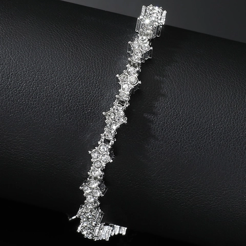 Hip Hop Iced Out Tennis Armband Legierung Strass Einreihige Kette Geometrisches Glied Streetwear Schmuck Für Herren Damen Party Accessoire