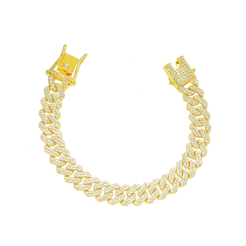 Lujosa Pulsera de Eslabones Cubanos Iced Out de Aleación para Hombre Mujer Hip Hop Pavé de Strass Cadena Joyería de Moda Regalo