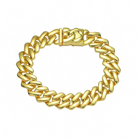 Herren Hip Hop Legierung Poliert Cuban Link Armband Gold Silber Plattiert Dicke Curb Kette Armband Hiphop Schmuck Geschenk Für Männer