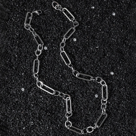 Collar de Cadena de Eslabones Geométricos de Acero Inoxidable Hip Hop para Hombres y Mujeres Joyería de Cuello Unisex Punk Streetwear Pulida