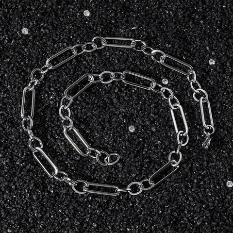 Collar de Cadena de Eslabones Geométricos de Acero Inoxidable Hip Hop para Hombres y Mujeres Joyería de Cuello Unisex Punk Streetwear Pulida