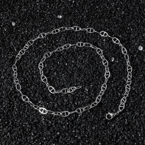 Collana Catena Hip Hop in Acciaio Inossidabile Mariner Link Naso di Maiale per Uomo Donna Gioielli Lucidati Streetwear Bracciale
