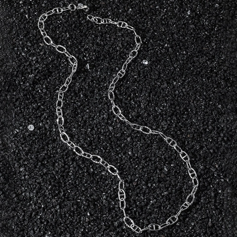 Collana a Maglia ad Ancora in Acciaio Inossidabile Hip Hop per Uomo Donna Streetwear Catena Geometrica a Naso di Maiale Gioielli