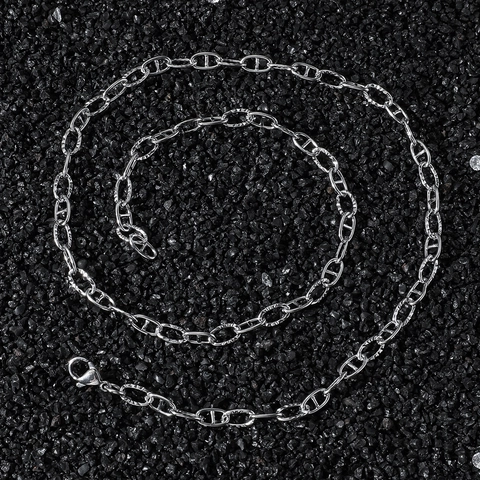 Collana a Maglia ad Ancora in Acciaio Inossidabile Hip Hop per Uomo Donna Streetwear Catena Geometrica a Naso di Maiale Gioielli