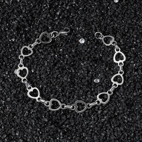 Hip Hop Edelstahl Herzförmiges Gliederkettenarmband Für Damen Herren Unisex Punk Sweet Cool Stil Silber Schmuck Geschenk