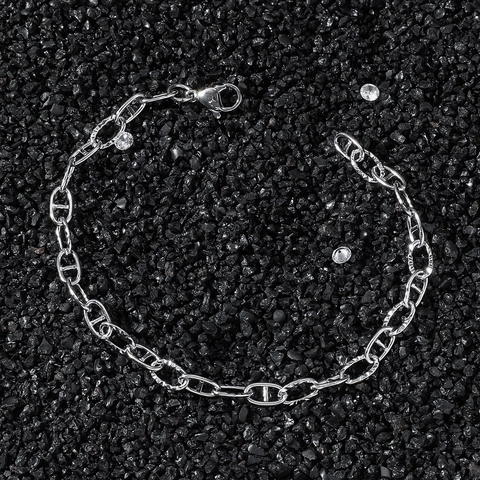 Pulsera de Cadena de Ancla de Nariz de Cerdo de Acero Inoxidable Hip Hop Empalme Geométrico Joyería Galvanizada Unisex